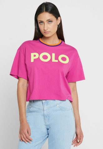 Tricouri roz Ralph Lauren cu decolteu rotund pentru femei