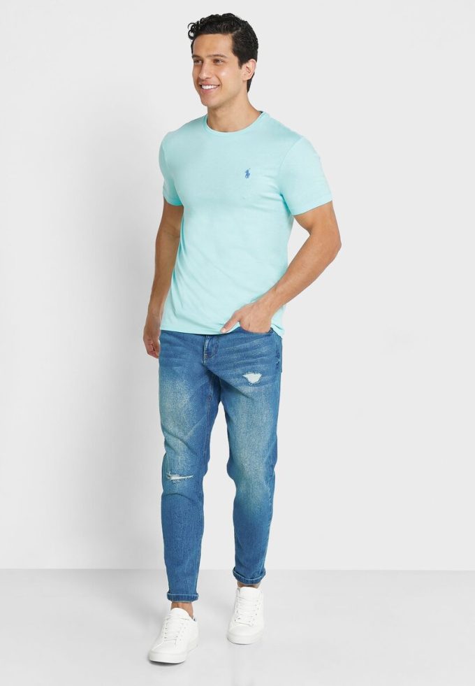 Tricouri verde Ralph Lauren Essential Crew Gate pentru bărbați