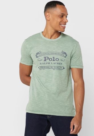 Tricouri verzi cu logo Ralph Lauren pentru bărbați