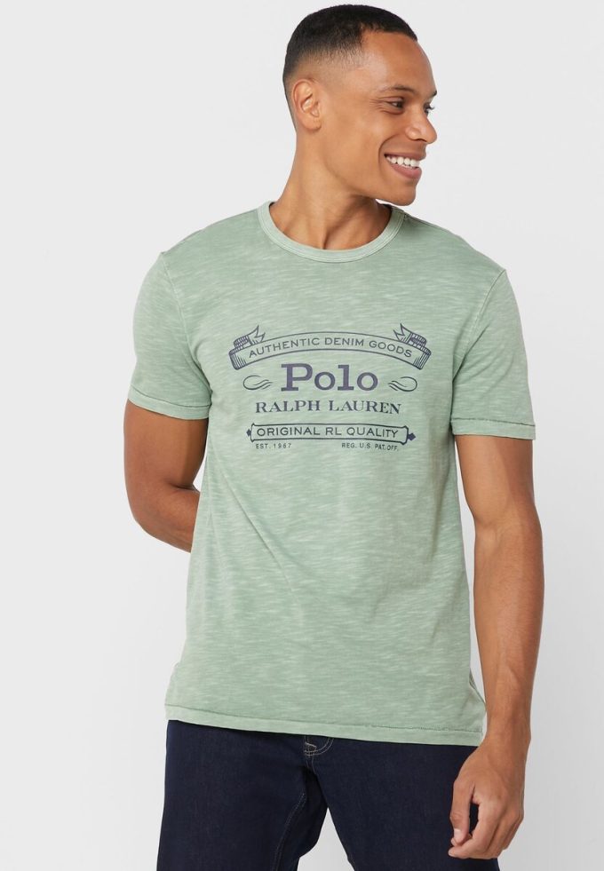 Tricouri verzi cu logo Ralph Lauren pentru bărbați Tricouri verzi cu logo Ralph Lauren pentru bărbați