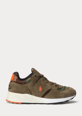 Verzi pentru bărbați Ralph Lauren Trackster 200 Suede & Pantofi Camo Twill Verzi pentru bărbați Ralph Lauren Trackster 200 Suede & Pantofi Camo Twill