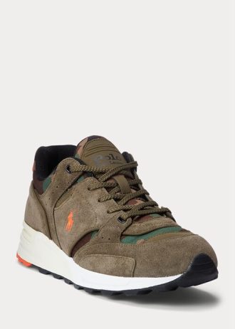 Verzi pentru bărbați Ralph Lauren Trackster 200 Suede & Pantofi Camo Twill Verzi pentru bărbați Ralph Lauren Trackster 200 Suede & Pantofi Camo Twill