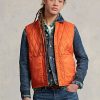 Vestă matlasată hidrofugă Ralph Lauren portocalie pentru bărbați Vestă matlasată hidrofugă Ralph Lauren portocalie pentru bărbați