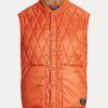 Vestă matlasată hidrofugă Ralph Lauren portocalie pentru bărbați Vestă matlasată hidrofugă Ralph Lauren portocalie pentru bărbați