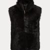 Vestă neagră din shearling pentru femei Ralph Lauren Vestă neagră din shearling pentru femei Ralph Lauren